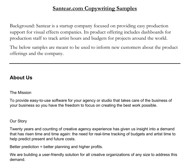Copywriting Sample